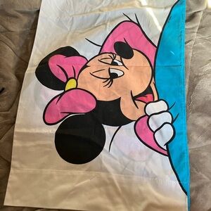 Vintage MINNIE MOUSE Standard Pillow Case SLEEPY EYES one side ASLEEP other side